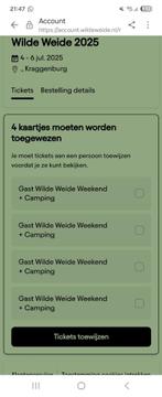 2 Tickets Wilde Weide Festival 2025 Netl incl. Camping, Tickets en Kaartjes, Drie personen of meer