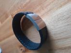 Mooie armband leer met staal, Ophalen of Verzenden, Zo goed als nieuw, Zwart