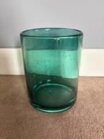 Mooie turquoise vaas met luchtbelletjes 20 cm, Ophalen of Verzenden, Minder dan 50 cm, Groen, Glas