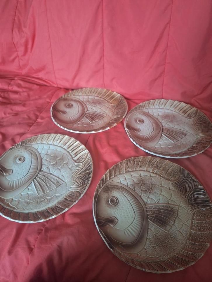 Barbotine visborden, Antiek en Kunst, Antiek | Servies los, Ophalen of Verzenden