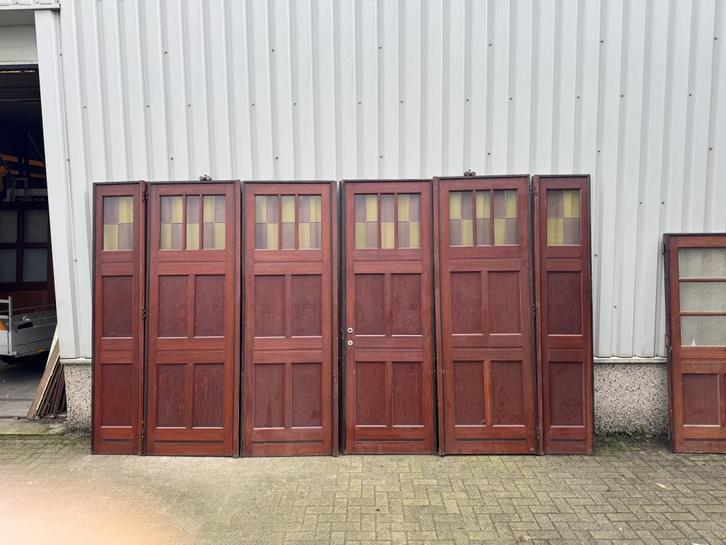 Prachtig 6-luik met glas in lood, Doe-het-zelf en Verbouw, Deuren en Horren, Zo goed als nieuw, Binnendeur, 215 cm of meer, 120 cm of meer