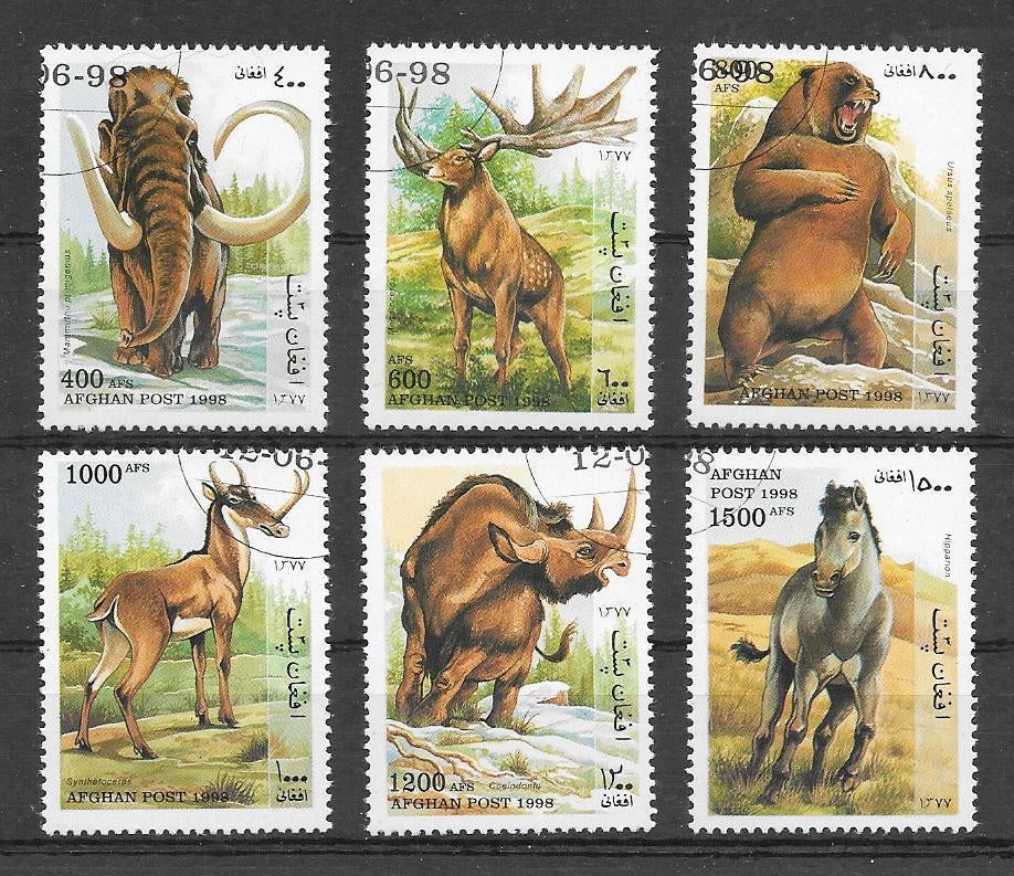 Afganistan 1998  Prehistorische dieren, Verzenden, Gestempeld, Centraal-Azië