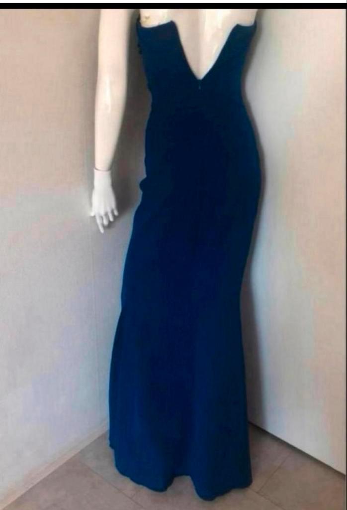 Elegante blauwe galajurk met kanten details, Kleding | Dames, Gelegenheidskleding, Zo goed als nieuw, Galajurk, Maat 38/40 (M)