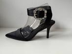 Nieuw! Satijnen pumps (39) met strass gesp, Nelly shoes, Zwart, Nieuw, Ophalen of Verzenden, Pumps