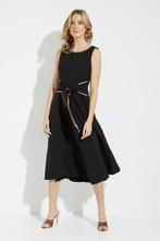 Ribkoff luxe jurk zwart met bruine accenten kuitlang maat 38, Maat 38/40 (M), Verzenden, Zwart, Joseph Ribkoff