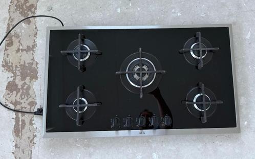 AEG HG995550XB Gas-op-glas Kookplaat, Witgoed en Apparatuur, Kookplaten, Zo goed als nieuw, Inbouw, Gas, 4 kookzones, Ophalen
