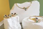 Exclusief 18 Karaat Gouden Collier Met Diamant en Smaragd, Ophalen of Verzenden, Zo goed als nieuw, Met edelsteen, Goud
