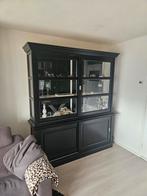 Landelijke buffetkast | Zwart hout & glas | 190 breed, Ophalen, 200 cm of meer, 150 tot 200 cm, 50 tot 75 cm