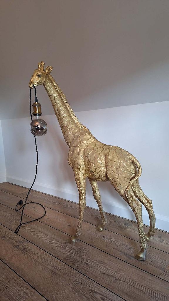 Giraffe lamp - goudkleurig 103cm hoog, Huis en Inrichting, Lampen | Tafellampen, Zo goed als nieuw, 75 cm of meer, Ophalen