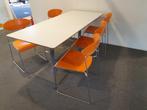 6x VDS houten ( design ) kantinestoel oranje stapelstoel, Huis en Inrichting, Stoelen, Postbus, Overige kleuren, Ophalen of Verzenden