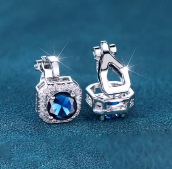 Witgoud verguld clips oorbellen met zirkonen, Sieraden, Tassen en Uiterlijk, Oorbellen, Nieuw, Knopjes of Stekers, Overige materialen