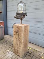 Landelijke gietijzeren bunkerlamp op meerpaal vloerlamp, Huis en Inrichting, Nieuw, 150 tot 200 cm, Ophalen, Glas