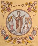 Borduurwerk Theresia van Avilla of Lisieux, 54 x 41 cm, Antiek en Kunst, Antiek | Religie, Ophalen of Verzenden