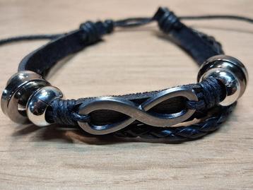 zwarte leren armband infinity (nr. 70) beschikbaar voor biedingen