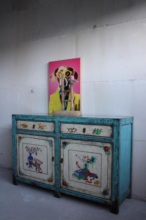 Kleurrijke Chinese Kast Vintage Style Dressoir Uniek Meubel, Huis en Inrichting, Kasten | Overige, Nieuw, Ophalen of Verzenden