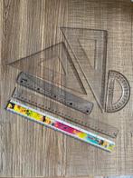 Linialen (diverse), gradenboog, grote geodriehoek, windroos, Ophalen of Verzenden, Zo goed als nieuw