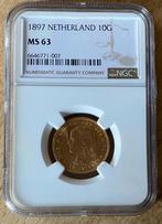 gecertificeerde 10 gulden 1897 goud NGC MS63, Postzegels en Munten, Munten | Nederland, Ophalen, Goud, Koningin Wilhelmina, Losse munt