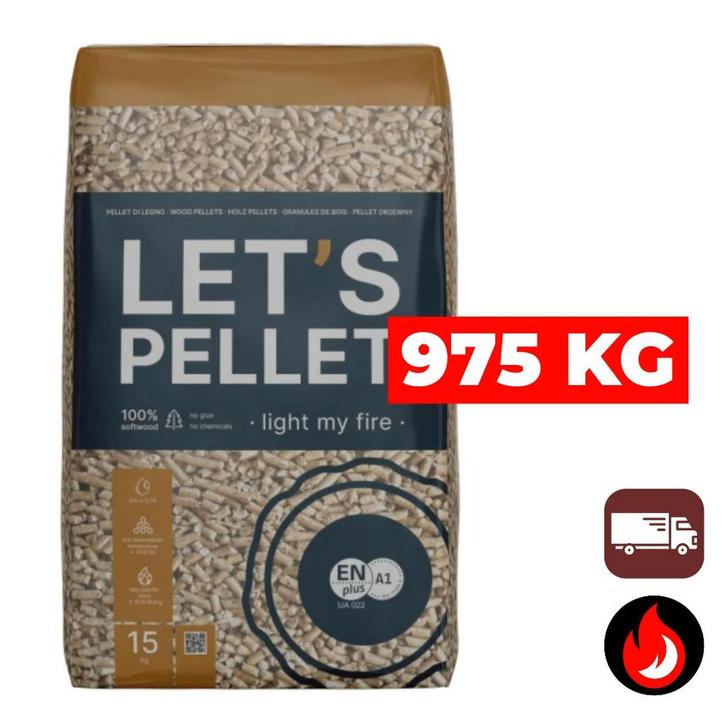 975 kg | Let’s Pellet houtpellets | ENplus A1, Tuin en Terras, Haardhout, Overige houtsoorten, Minder dan 3 m³, Ophalen of Verzenden
