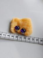 Zilveren oorclips met grote Amethisten, Ophalen of Verzenden, Zo goed als nieuw