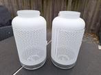 Windlicht Ibiza style wit - 2 maten (2 x groot, 6 x klein), Huis en Inrichting, Woonaccessoires | Kandelaars en Kaarsen, 25 tot 50 cm