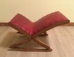 Voetenbankje bordeaux simileder (vintage), Minder dan 50 cm, Gebruikt, Eclectisch vintage, Metaal