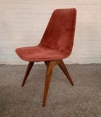 Stoel vier vintage teakhouten stoelen Van Os Culemborg 1950., Ophalen of Verzenden