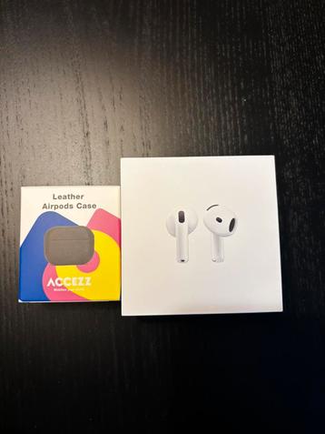 Apple AirPods 4 Wit + Accezz Leren Hoesje Zwart beschikbaar voor biedingen