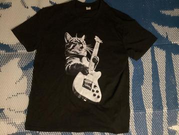 Ongedragen Kat Spelende Gitaar T Shirt XL beschikbaar voor biedingen