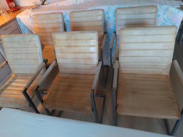 6 buisframe stoelen met leer beschikbaar voor biedingen