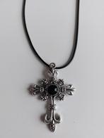 zwarte ketting met kruisje, Ophalen of Verzenden, Nieuw, Zwart, Overige materialen