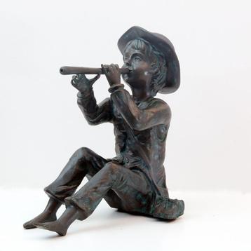 Bronzen waterornament - Toni met fluit beschikbaar voor biedingen