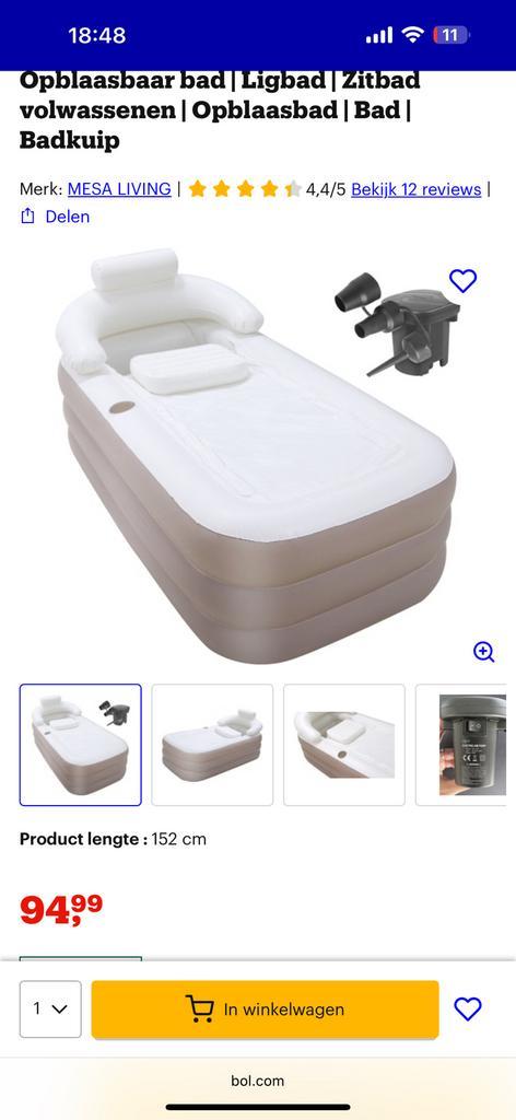 Opblaasbaar Ligbad Mesa Living, Huis en Inrichting, Badkamer | Badkamermeubels, Nieuw, Overige typen, Minder dan 100 cm, 50 tot 100 cm