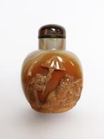 Snuifflesje snuff bottle agaat handgesneden camee scholar, Verzenden
