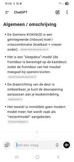 siemens inbouw koel/vries combinatie., Ophalen, Gebruikt, 200 liter of meer, Met aparte vriezer