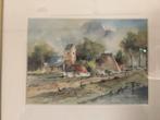Aquarel Schilderij Dorpsgezicht Jan Kooistra, Ophalen of Verzenden