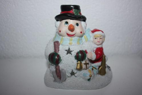 Sneeuwpop met kerstmannetje, waxinelichtjeshouder, Diversen, Kerst, Zo goed als nieuw, Ophalen of Verzenden