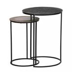 Woood Excl.bijzettafel Tate set van 2 van € 169 NU € 109, 45 tot 60 cm, Minder dan 55 cm, Metaal of Aluminium, Rond