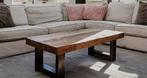Robuuste salontafel van hout en metaal, Huis en Inrichting, Tafels | Salontafels, Ophalen, Gebruikt, 100 tot 150 cm, 50 tot 100 cm