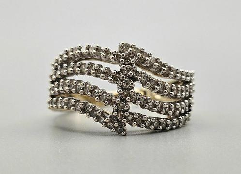 Gouden Vintage design ring diamanten Ca: 0.90 ct. 2025/310., Sieraden, Tassen en Uiterlijk, Ringen, Zo goed als nieuw, Dame, 17 tot 18