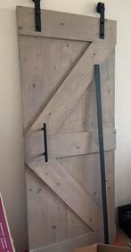 Schuifdeur met ophangrails zwart, Ophalen, Binnendeur, Zo goed als nieuw, Schuifdeur