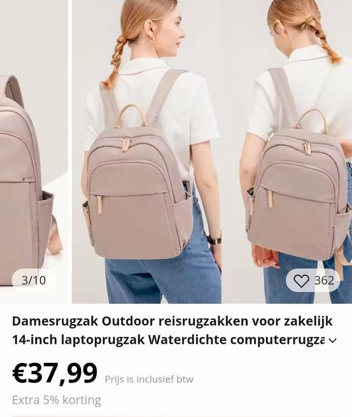 Dames Rugzak - Laptop, Reis, Outdoor - Nieuw!, Sieraden, Tassen en Uiterlijk, Tassen | Rugtassen, Nieuw, Overige merken, 45 tot 60 cm