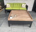 Zwarte loungeset met kussens en tafelblad, Ophalen, Bank, 3 zitplaatsen, Loungeset