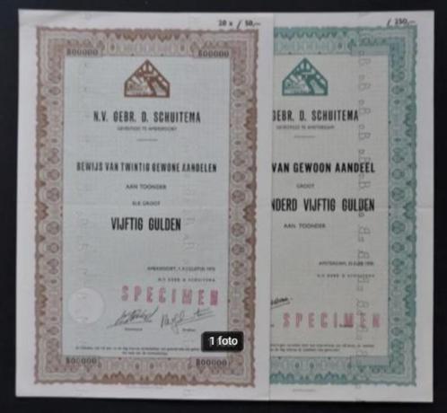 Gebr. D. Schuitema (Supermarkt) - Amersfoort - 1959 / 1972, Postzegels en Munten, Aandelen en Waardepapieren, Aandeel, 1950 tot 1970