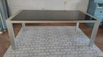 Eettafel 200 x 92,5 aluminium/ glas, Huis en Inrichting, Tafels | Eettafels, Ophalen, Gebruikt, 50 tot 100 cm, Glas
