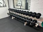 Dumbellrack met M&F dumbells 10kg t/m 34kg, Sport en Fitness, Ophalen, Zo goed als nieuw, Dumbbell