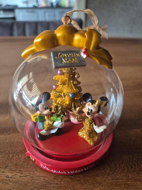 Disney Kerstornament Mickey & Minnie – Joyeux Noël – Zeldzaa, Verzamelen, Disney, Zo goed als nieuw, Beeldje of Figuurtje, Mickey Mouse