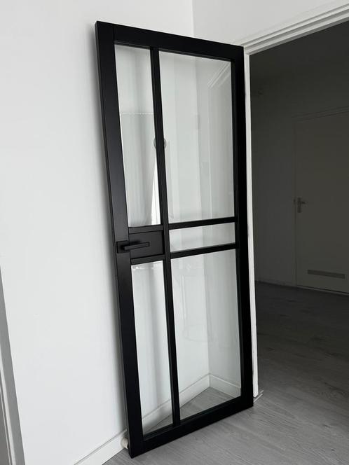 Zwarte Stalen Binnendeur 201,5x77,5 stomp, Doe-het-zelf en Verbouw, Deuren en Horren, Gebruikt, Binnendeur, 200 tot 215 cm, Minder dan 80 cm