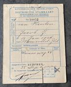 2 Distributie stamkaarten Zutphen WO2 één familie, Verzamelen, Militaria | Tweede Wereldoorlog, Ophalen of Verzenden, Landmacht