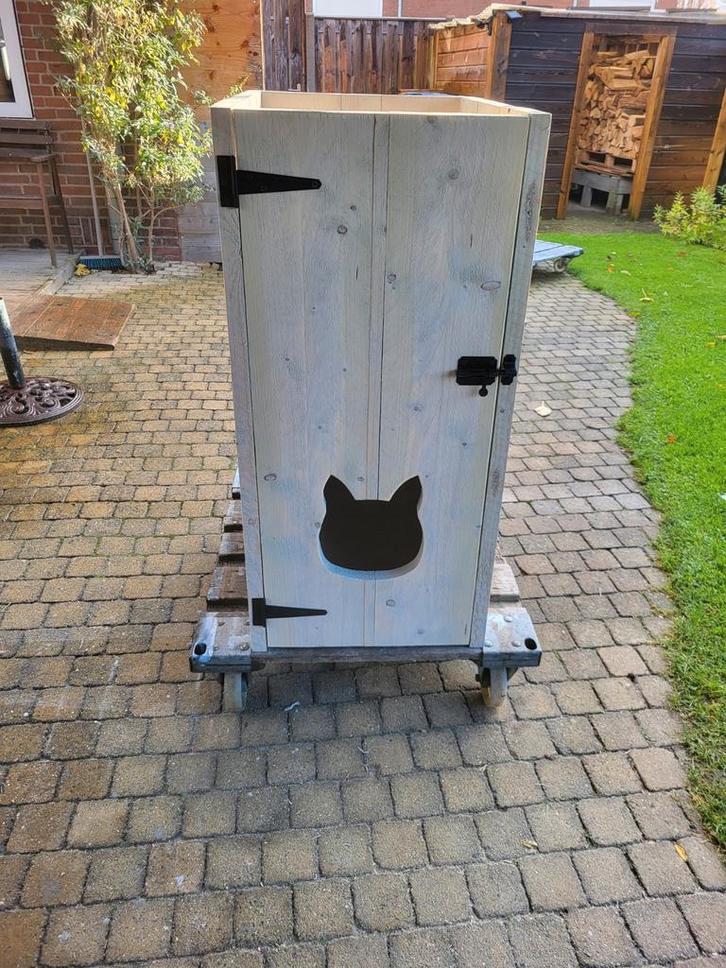 Kattenhuis kattenbak steigerhout, Dieren en Toebehoren, Katten-accessoires, Nieuw, Ophalen of Verzenden