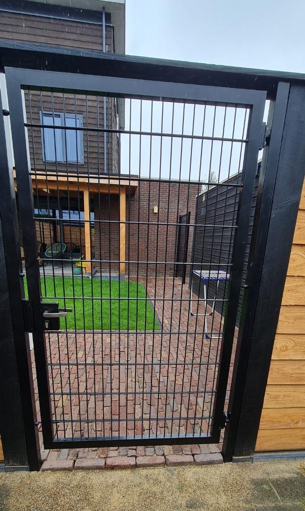 Looppoort 180cm Zwart B-keus Opruiming, Tuin en Terras, Tuinpoorten, Nieuw, Draaipoort, IJzer, 150 tot 200 cm, Minder dan 100 cm